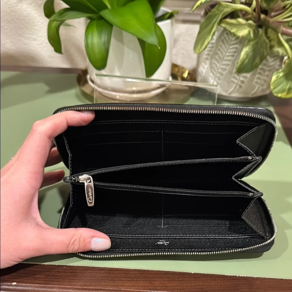 Cartier Black Leather Zip Around Wallet